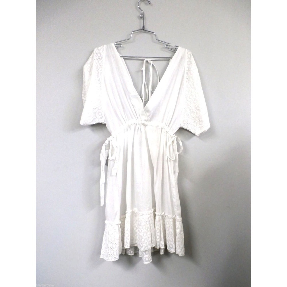 2 Chillies Australia White V Front Swim Cover up 100% Cotton Sz 6 NWT $79.50